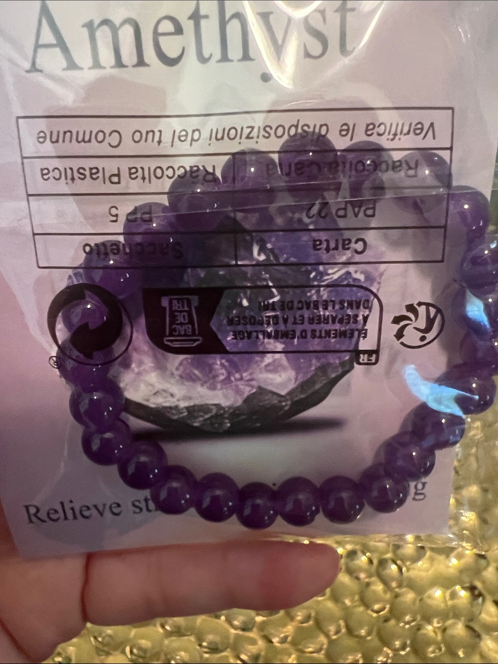 2339**Amethyst Beaded Stretch Bracelet - Purple - Picture 5 of 17
